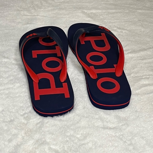 Polo Ralph Lauren  bold logo Flip-flops Red Navy Blue: NEW